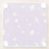 Peanuts | Woodstock Paarse hartpatroon Glazen Onderzetter (Achterkant)