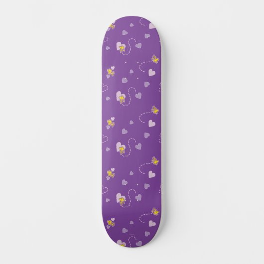 Peanuts | Woodstock Paarse hartpatroon Persoonlijk Skateboard (Voorkant)