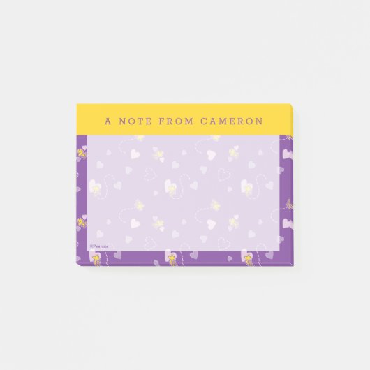 Peanuts | Woodstock Paarse hartpatroon Post-it® Notes (Voorkant)