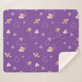 Peanuts | Woodstock Paarse hartpatroon Sherpa Deken (Voorkant (horizontaal))