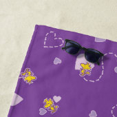 Peanuts | Woodstock Paarse hartpatroon Strandlaken (In situ)