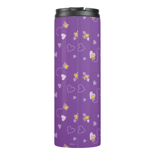 Peanuts | Woodstock Paarse hartpatroon Thermosbeker (Achterkant)