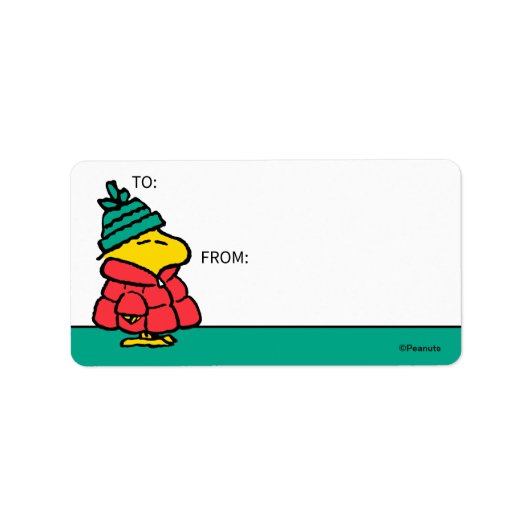 Peanuts | Woodstock Puffy Winterjas Gift Label (Voorkant)