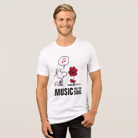 Peanuts | Woodstock Ruiken de bloemen Tri-Blend Shirt (Voorkant volledig)