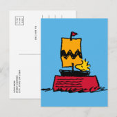 Peanuts | Woodstock Snoopy Dish Zeilboot Briefkaart (Voorkant / Achterkant)