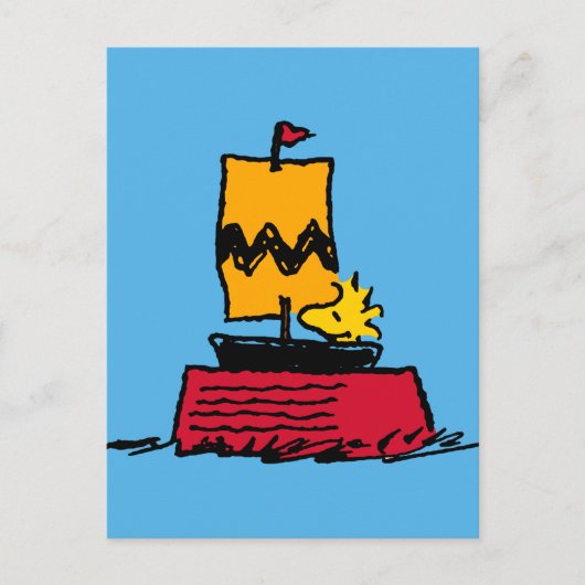 Peanuts | Woodstock Snoopy Dish Zeilboot Briefkaart (Voorkant)