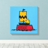 Peanuts | Woodstock Snoopy Dish Zeilboot Canvas Afdruk (Insitu (Houten vloer))