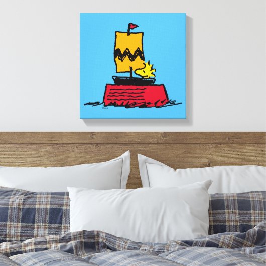 Peanuts | Woodstock Snoopy Dish Zeilboot Canvas Afdruk (Insitu (Slaapkamer))
