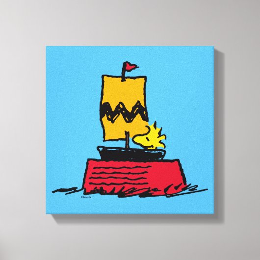 Peanuts | Woodstock Snoopy Dish Zeilboot Canvas Afdruk (Voorkant)