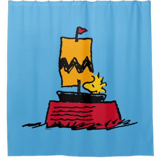 Peanuts | Woodstock Snoopy Dish Zeilboot Douchegordijn (Voorkant)