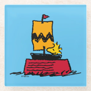 Peanuts   Woodstock Snoopy Dish Zeilboot Glazen Onderzetter