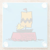 Peanuts | Woodstock Snoopy Dish Zeilboot Glazen Onderzetter (Achterkant)