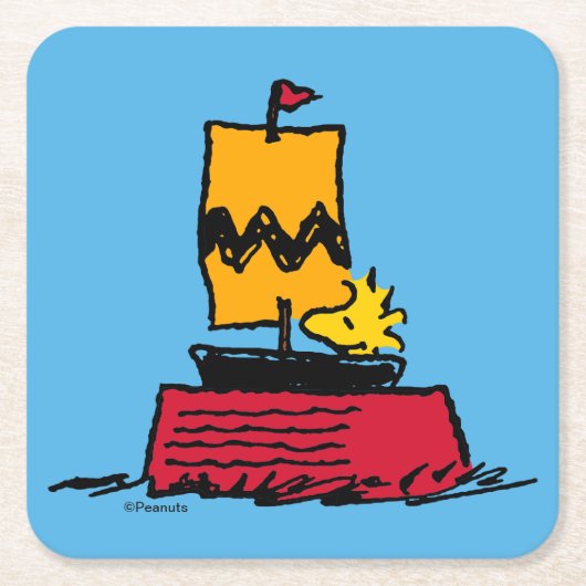 Peanuts | Woodstock Snoopy Dish Zeilboot Kartonnen Onderzetters (Voorkant)
