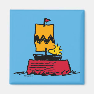 Peanuts   Woodstock Snoopy Dish Zeilboot Magneet