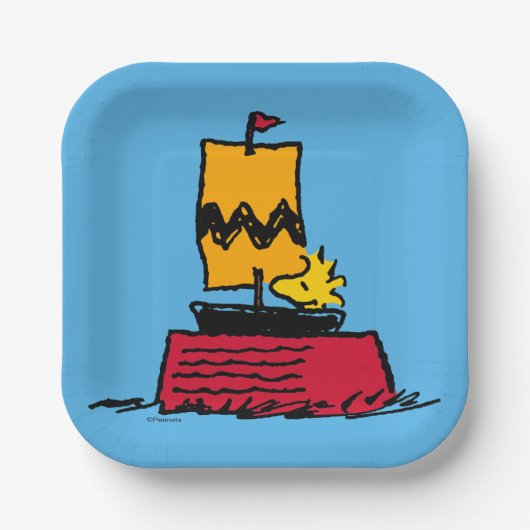 Peanuts | Woodstock Snoopy Dish Zeilboot Papieren Bordje (Voorkant)