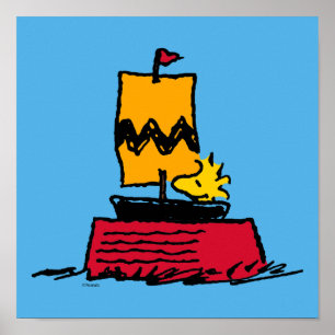 Peanuts   Woodstock Snoopy Dish Zeilboot Poster