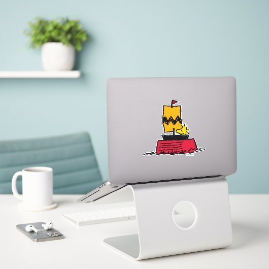 Peanuts | Woodstock Snoopy Dish Zeilboot Sticker (Laptop op bureau)