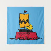 Peanuts | Woodstock Snoopy Dish Zeilboot Wandkleed (Voorkant)