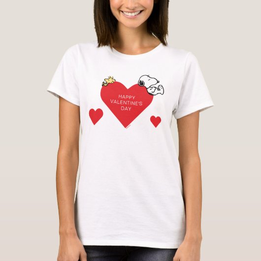 Peanuts | Woodstock & Snoopy Valentijn T-shirt (Voorkant)