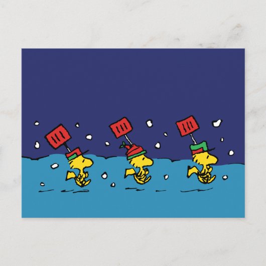Peanuts | Woodstock Snow Shovel Team Feestdagenkaart (Voorkant)