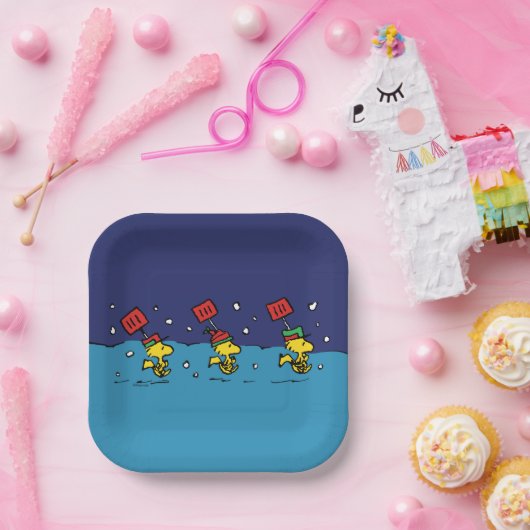 Peanuts | Woodstock Snow Shovel Team Papieren Bordje (Feest)