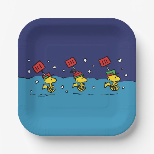 Peanuts | Woodstock Snow Shovel Team Papieren Bordje (Voorkant)
