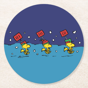 Peanuts   Woodstock Snow Shovel Team Ronde Kartonnen Onderzetter