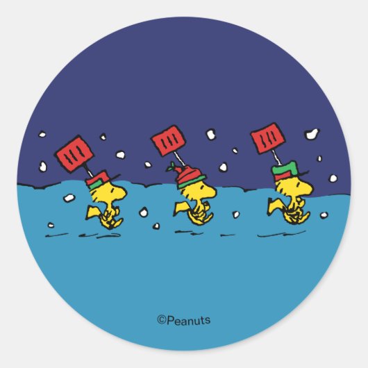 Peanuts | Woodstock Snow Shovel Team Ronde Sticker (Voorkant)
