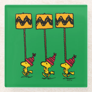 Peanuts   Woodstock & Vrienden Teken maart Glazen Onderzetter