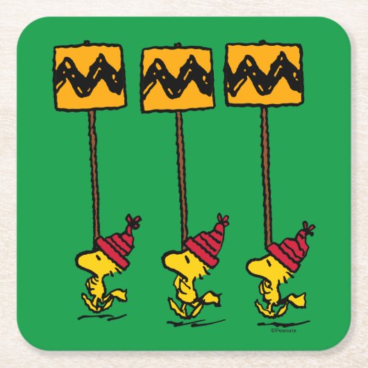 Peanuts | Woodstock & Vrienden Teken maart Kartonnen Onderzetters (Voorkant)
