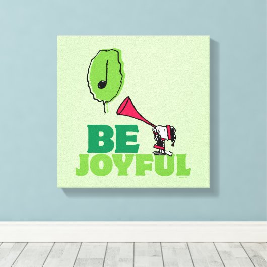 Peanuts | Woodstock Wees vrolijk Canvas Afdruk (Insitu (Houten vloer))