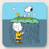Peanuts | Zonnige dag regenachtige dag half & half Bier Onderzetter (Voorkant)