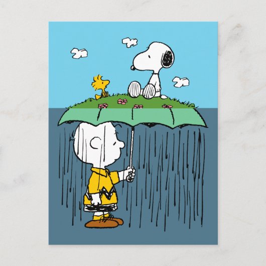 Peanuts | Zonnige dag regenachtige dag half & half Briefkaart (Voorkant)