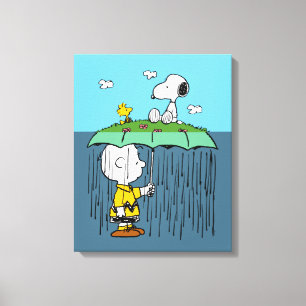 Peanuts Zonnige dag regenachtige dag half & half Canvas Afdruk
