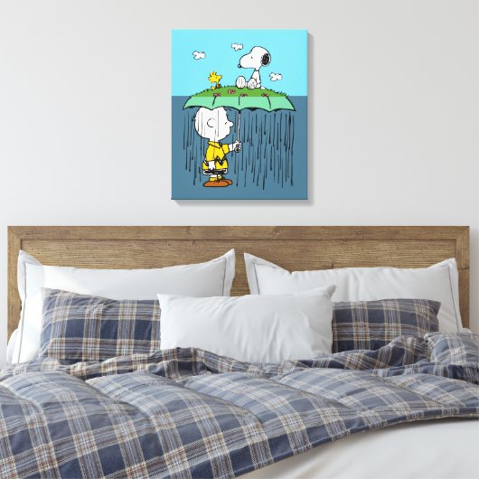 Peanuts | Zonnige dag regenachtige dag half & half Canvas Afdruk (Insitu (Slaapkamer))