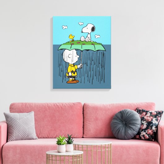 Peanuts | Zonnige dag regenachtige dag half & half Canvas Afdruk (Insitu (Woonkamer))
