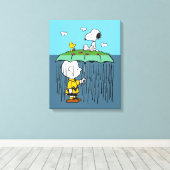 Peanuts | Zonnige dag regenachtige dag half & half Canvas Afdruk (Insitu (Houten vloer))