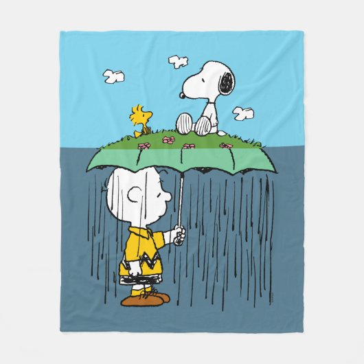 Peanuts | Zonnige dag regenachtige dag half & half Fleece Deken (Voorkant)