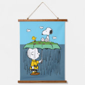 Peanuts | Zonnige dag regenachtige dag half & half Hangend Wandkleed (Voorkant)