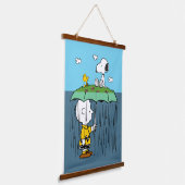 Peanuts | Zonnige dag regenachtige dag half & half Hangend Wandkleed (Gebogen)