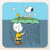Peanuts | Zonnige dag regenachtige dag half & half Kartonnen Onderzetters (Voorkant)
