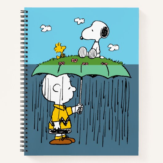 Peanuts | Zonnige dag regenachtige dag half & half Notitieboek (Voorkant)