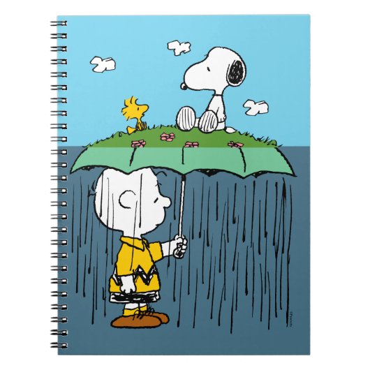 Peanuts | Zonnige dag regenachtige dag half & half Notitieboek (Voorkant)