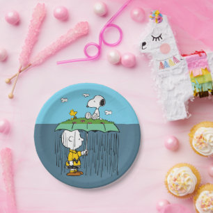 Peanuts   Zonnige dag regenachtige dag half & half Papieren Bordje
