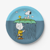 Peanuts | Zonnige dag regenachtige dag half & half Papieren Bordje (Voorkant)