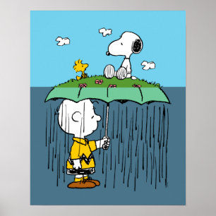 Peanuts   Zonnige dag regenachtige dag half & half Poster