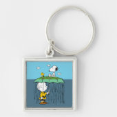 Peanuts | Zonnige dag regenachtige dag half & half Sleutelhanger (Voorkant)