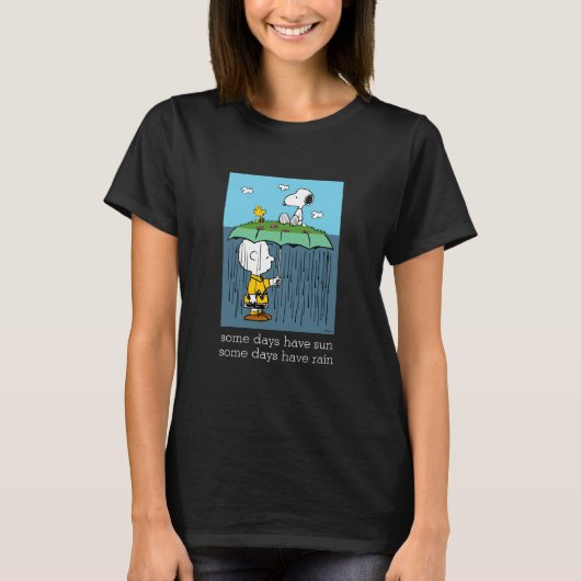 Peanuts | Zonnige dag regenachtige dag half & half T-shirt (Voorkant)