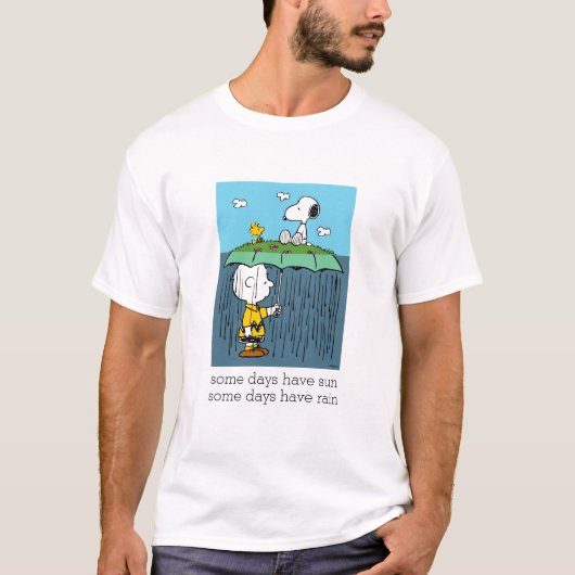 Peanuts | Zonnige dag regenachtige dag half & half T-shirt (Voorkant)