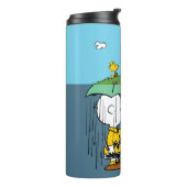 Peanuts | Zonnige dag regenachtige dag half & half Thermosbeker (Gedraaid links)